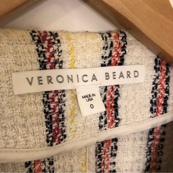 Veronica Beard red And White tweed moto asymmetric blazer zip up Jacket Sz 0 - Picture 7 of 16